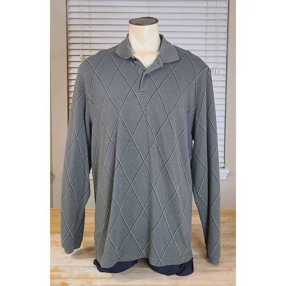 Men's XXL Arrow Sweater Green/Tan/ Blue with 2 Button Neck